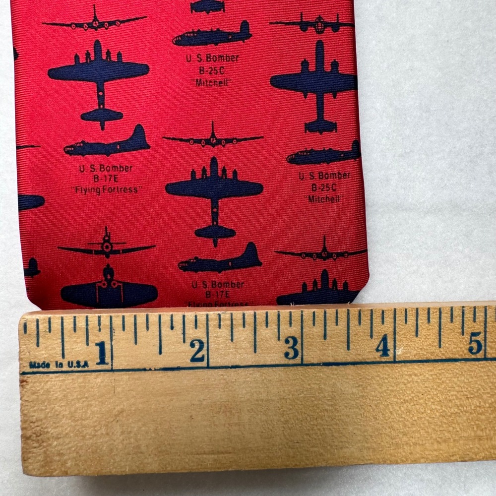 Lot of 2 Silk Ties Tommy Hilfiger Shark Navy & J Bach US Bomber Plane Red Career - Picture 6 of 6